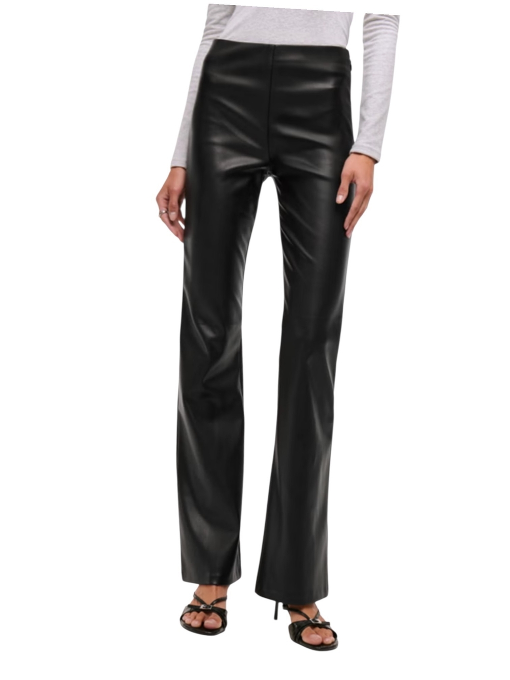 Abercrombie & Fitch Black Faux Leather Boot-Cut Pants